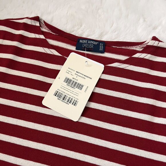 NWT - Saint James Meridien Unisex Stripe T-shirts - Persan/Ecru⚓ - Picture 2 of 4